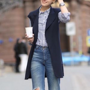 AYR navy silk long tie belt vest, size 10